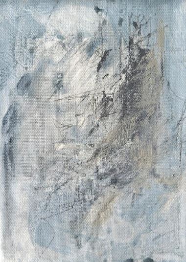 5x7 Ice Blue Abstract - Original on Canvas